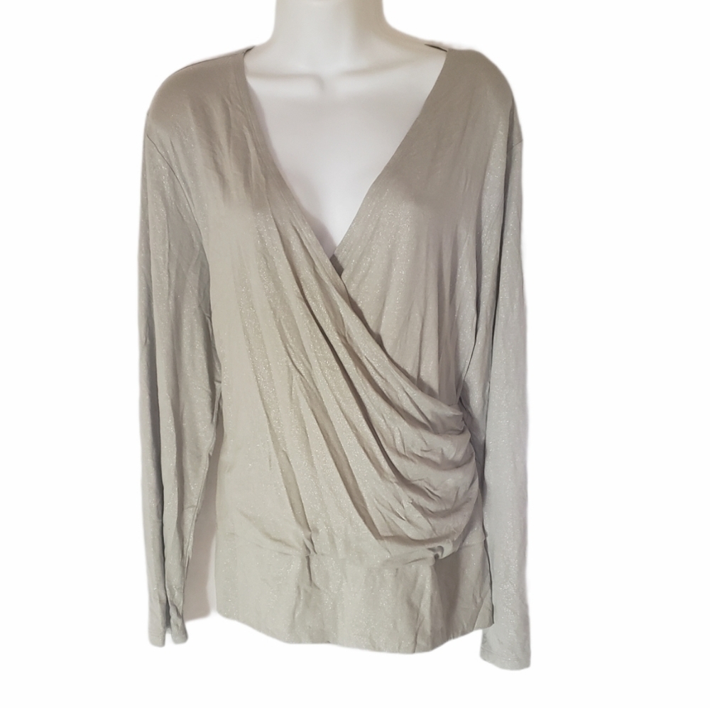 Coldwater creek silver shimmer vneck crossover XL